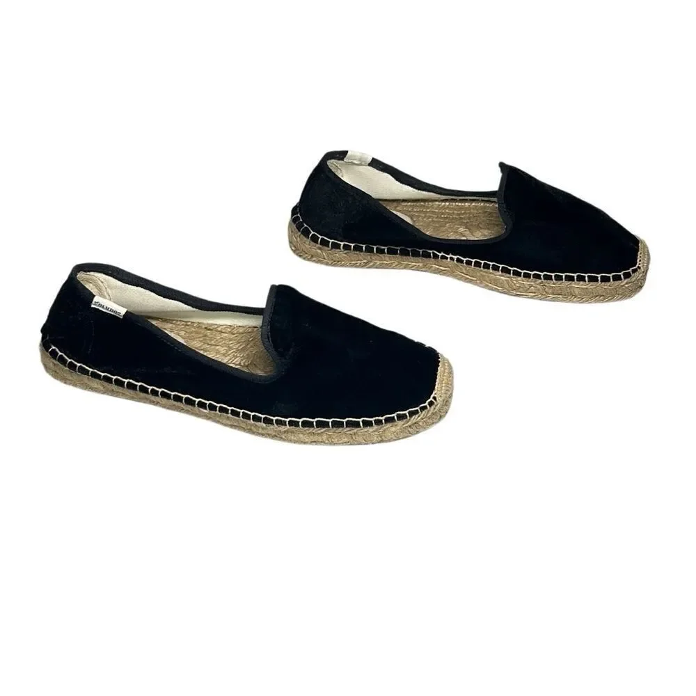 Soludos - Women’s Espadrilles, ‘The Smoking Slipper’ Velvet, Flat - Black Size 8 - Picture 7 of 16